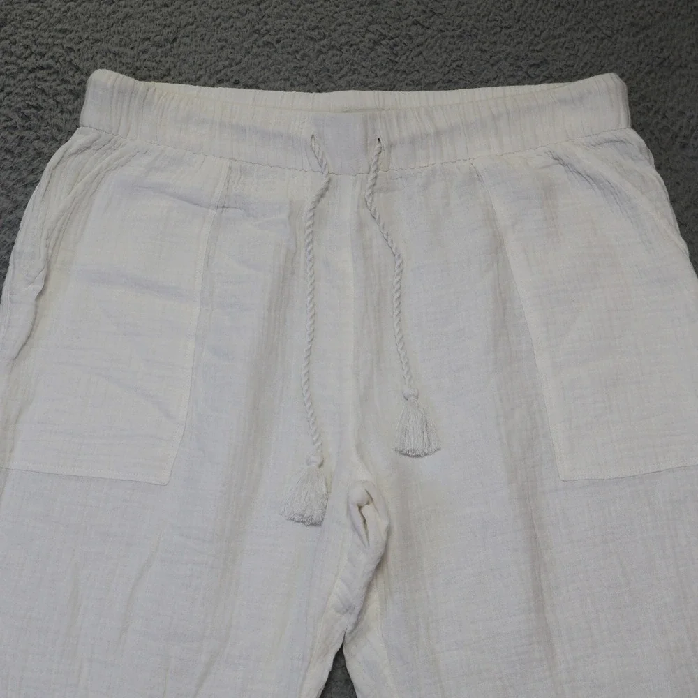 Madewell White Cotton Double Gauze Pull On Tassel Drawstring Pants Mens Medium
